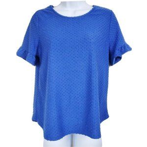 W5 Womens Blue Short Flutter Sleeve Classic Tshirt Size S
